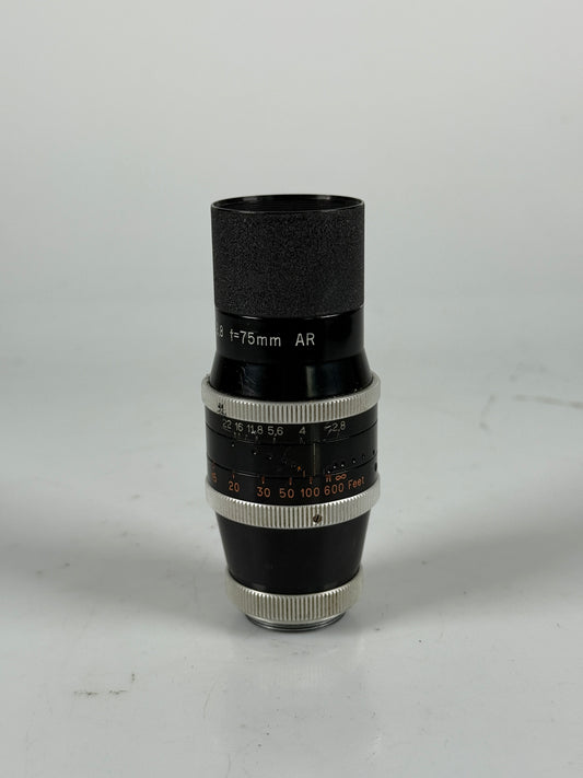 Kern YVAR 75mm f2.8 AR C-Mount Cine Lens For Bolex H16