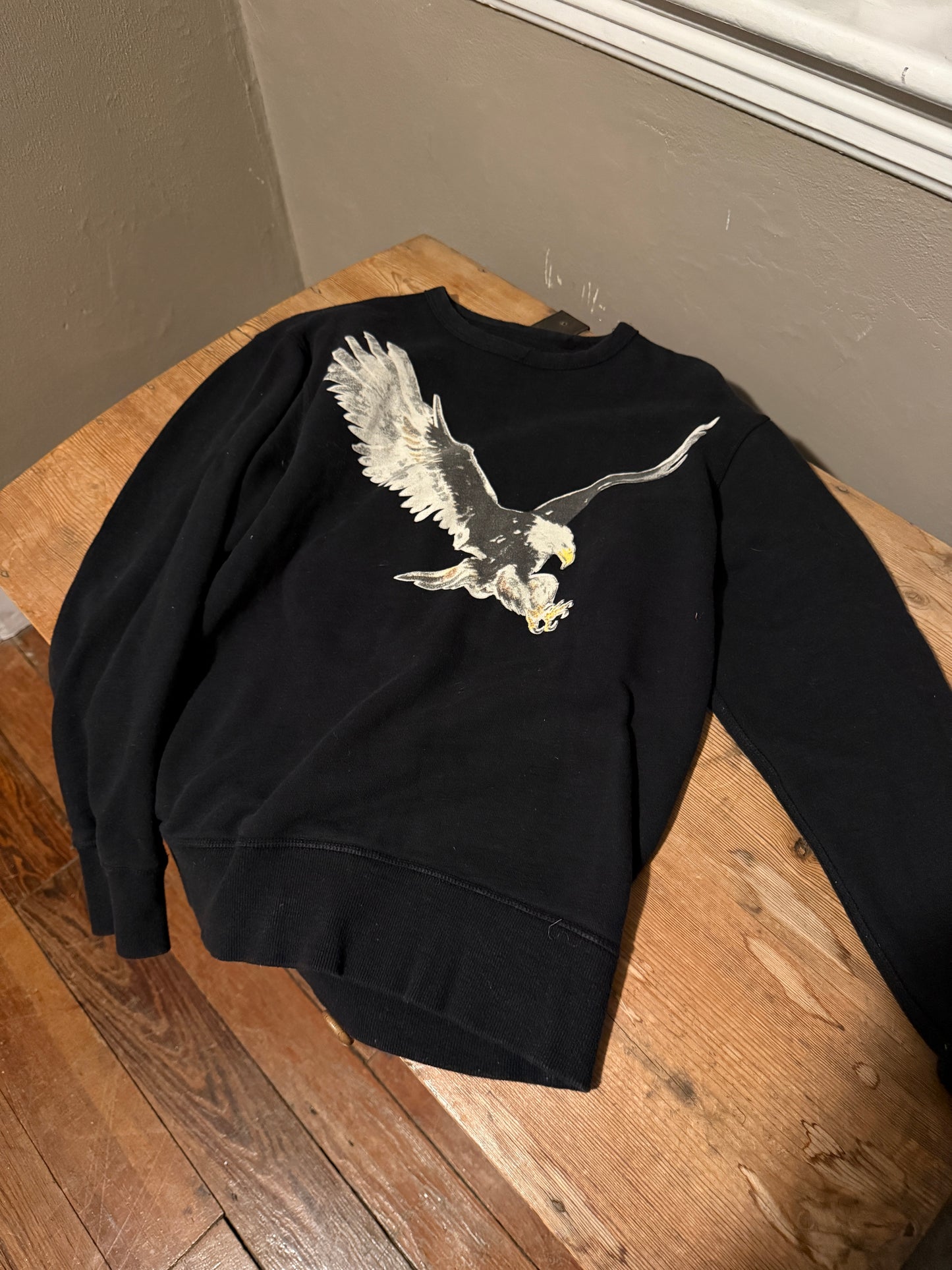 Rag & Bone Men's Eagle Crew Neck Pullover Sweatshirt Black Size Small