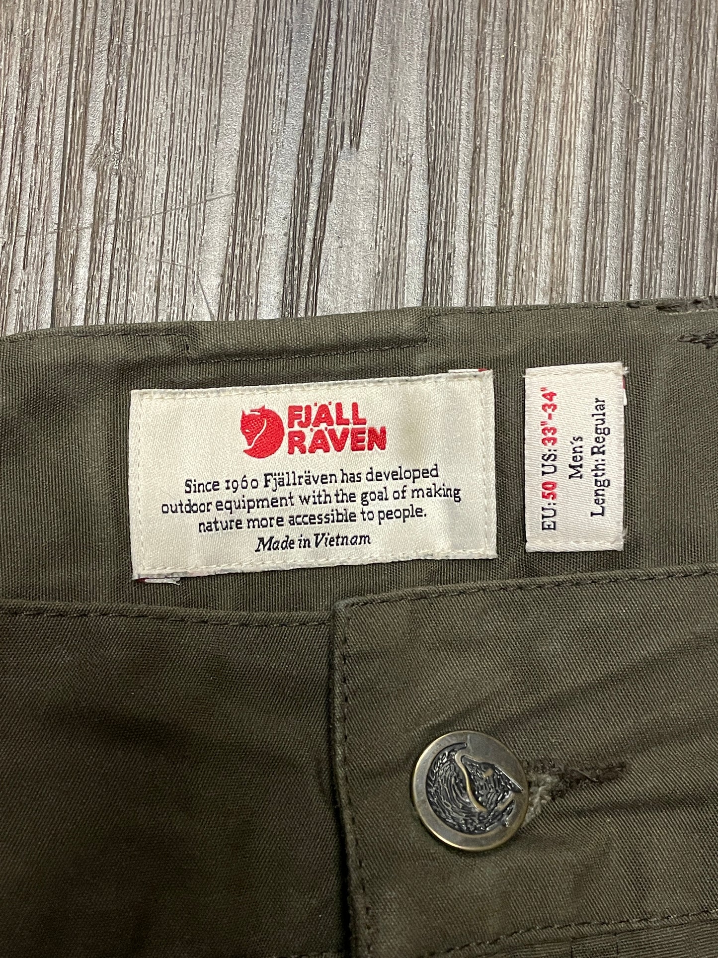 Fjallraven Trousers Mens G-1000 M Waist 33-34 Inseam Regular Olive