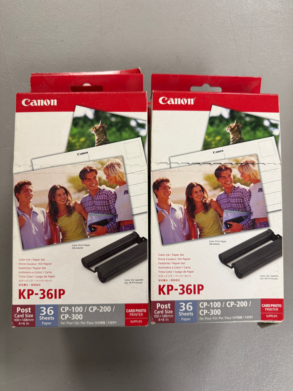 Lot Of 6 Canon KP-108IP KP-36IP Color Ink Cartridges w/108 4"x6" Post Cards
