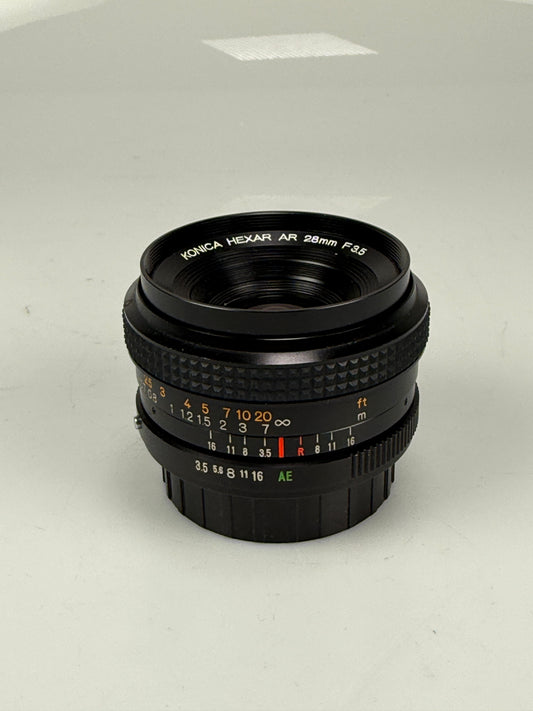 KONICA HEXAGON AR 28mm f3.5 AE WIDE ANGLE LENS