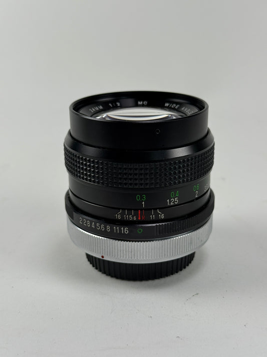 Vivitar 24mm f2 MC wide angle Canon FD lens