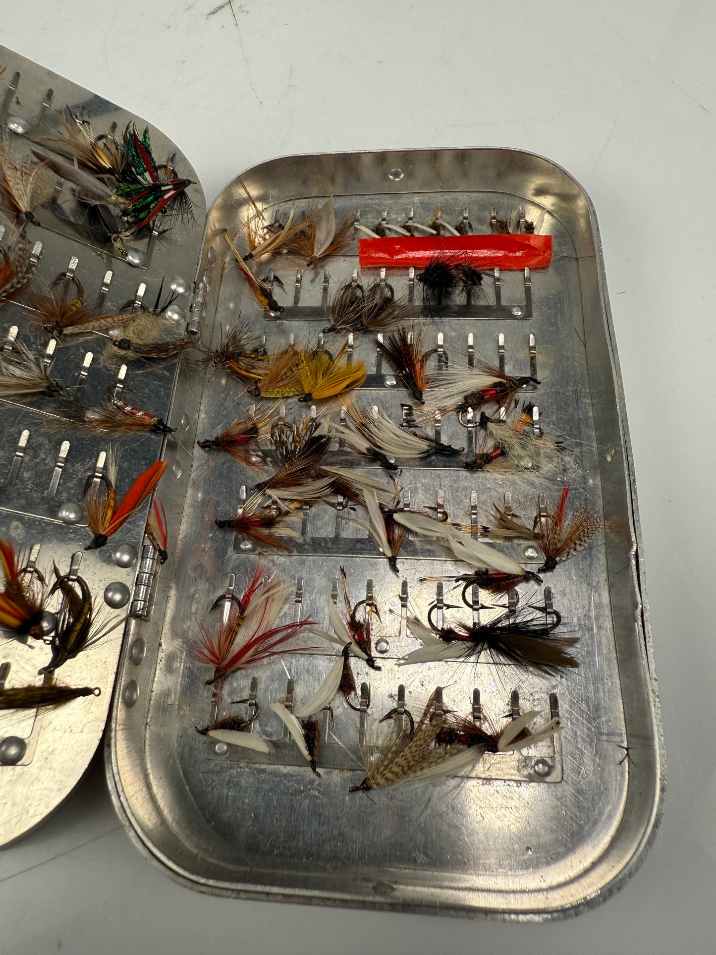 NICE! Vintage WEBER FLY BOX With hand Tied Flies