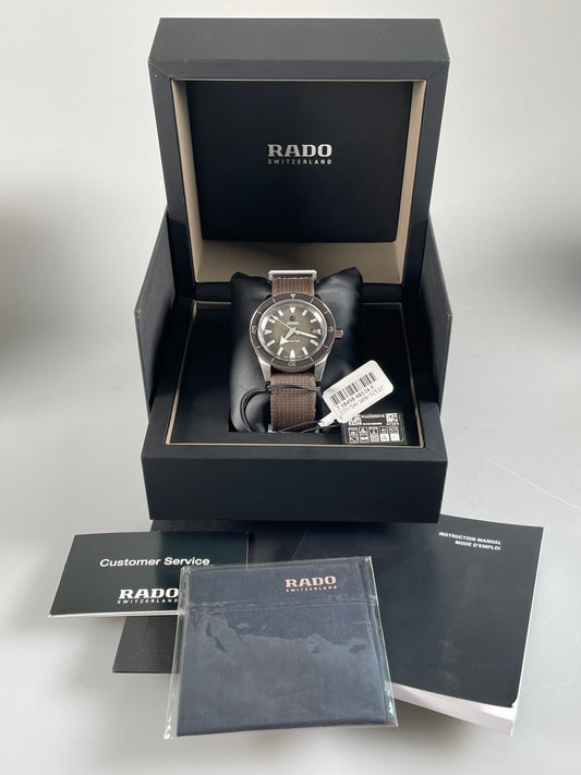 Rado Ghost Captain Cook Grey dial 42mm steel automatic watch R32505016 with NATO strap and steel band