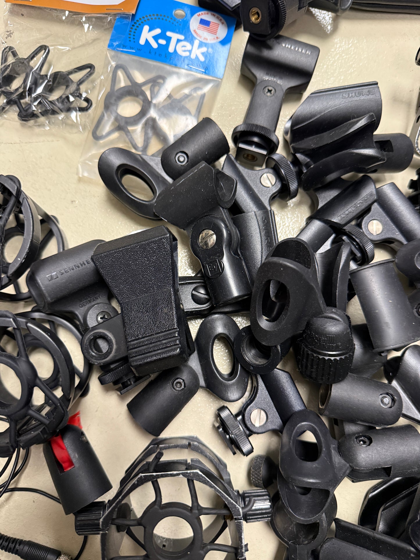 Large lot of Sennheiser, Azden, Audio Technica, Shure, auray microphone accessories