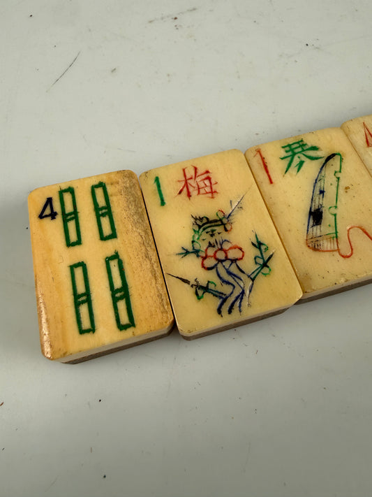 6 Thick Bone Bamboo Mahjong Replacement Tiles 4, 1, 3