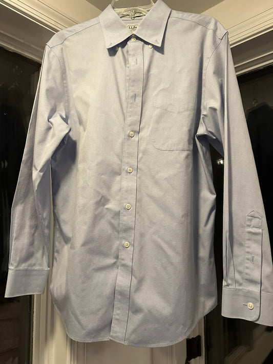 Men’s LL Bean Blue Dress collared Shirt Vintage Medium 15 1/2 - 33