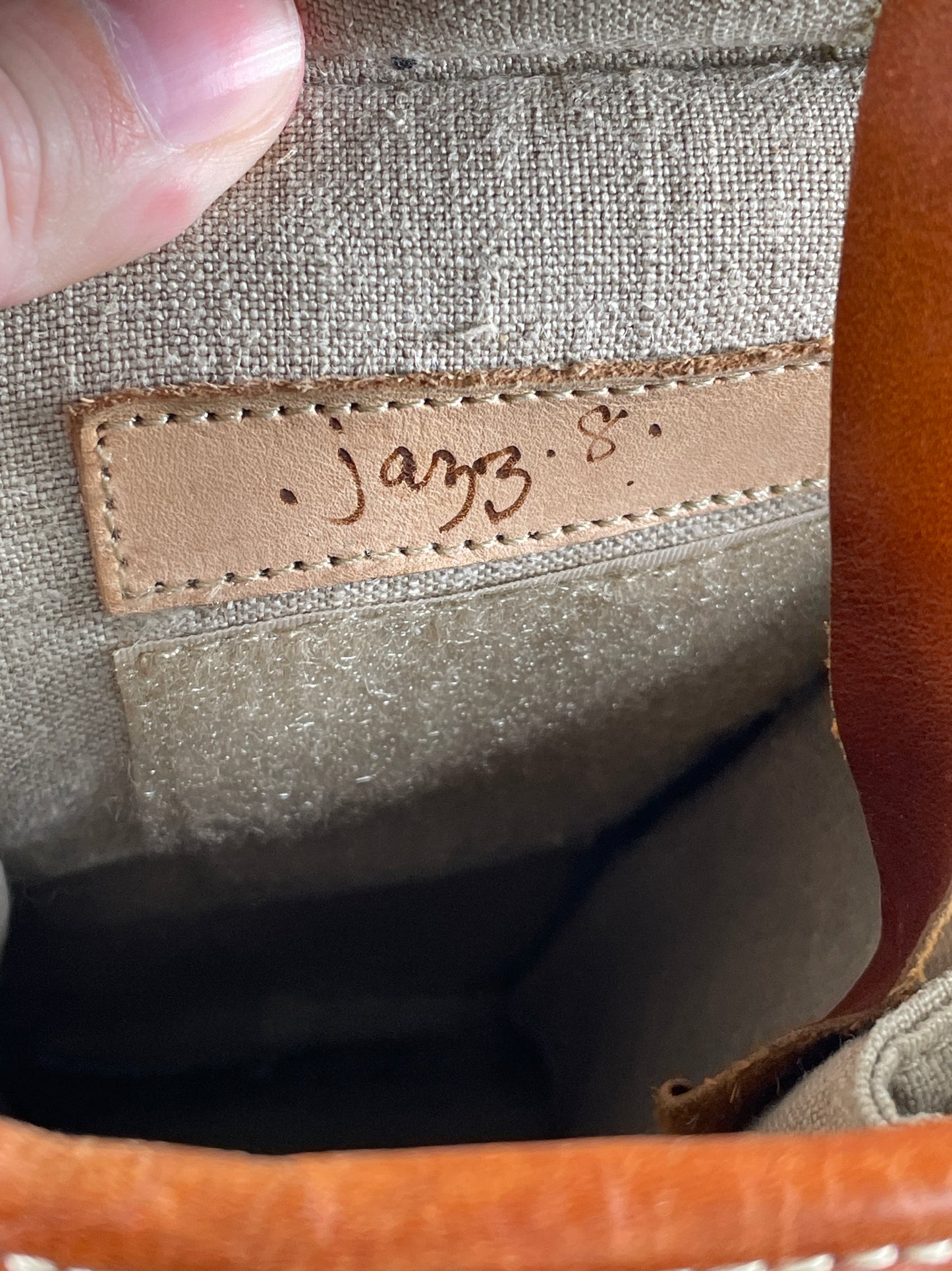 Fogg Jazz Camera Bag Satchel khaki tan Fabric & brown leather