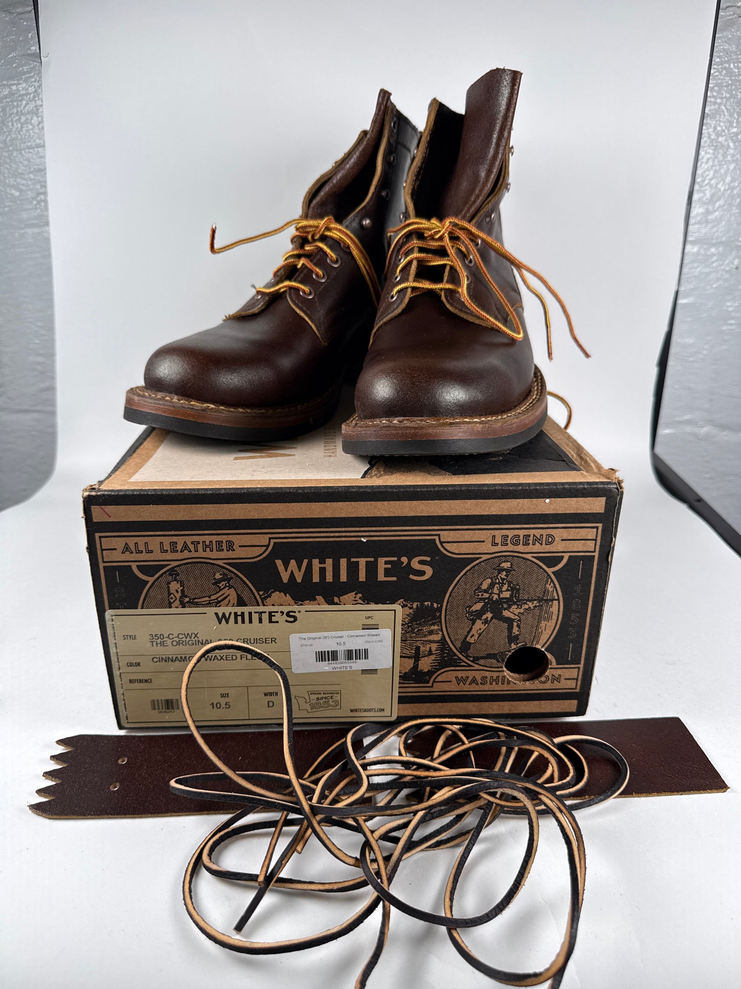 White’s Boots + Baker’s 350 C CWX Cruiser Cinnamon Waxed Flesh 10.5 D