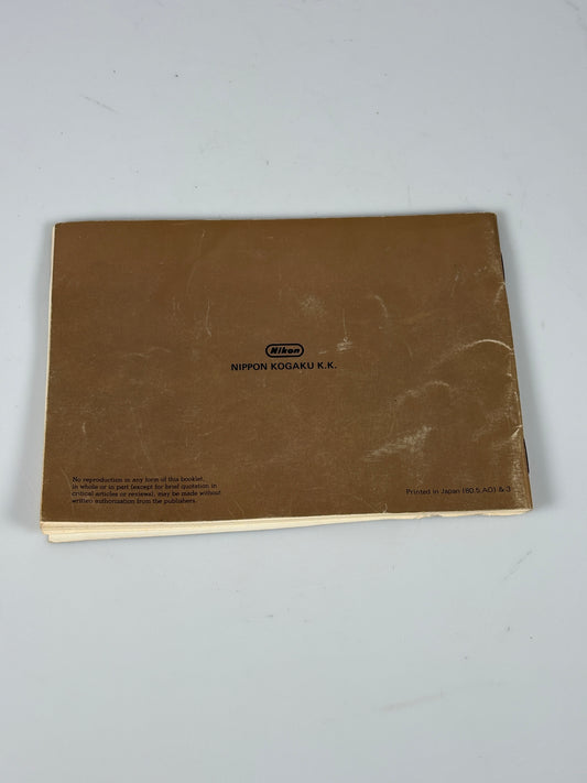 Nikon F3 35mm Film SLR Camera User's Manual Instruction Book