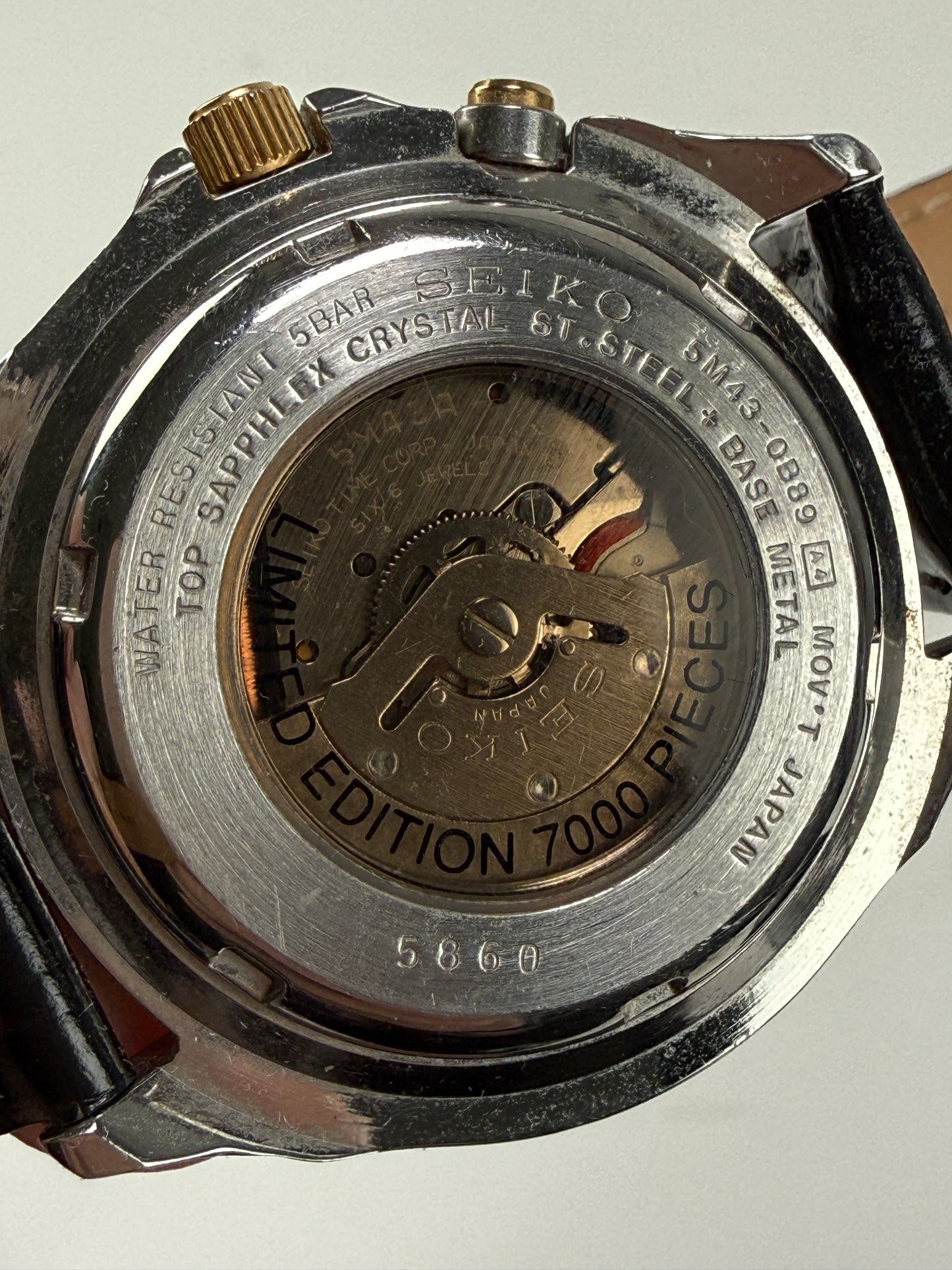 Sieko Kinetic Men’s Indicator Watch 5M43-0B89 Sapphire Crystal Limited edition sports 50