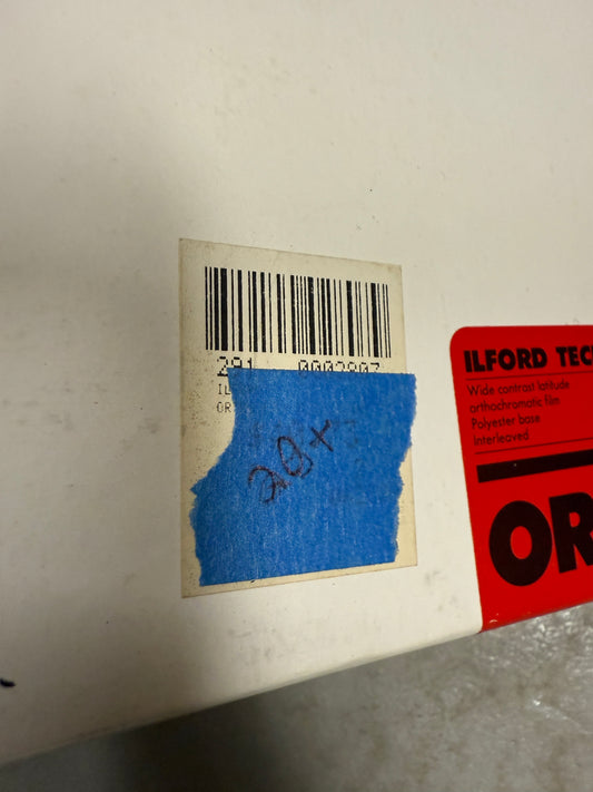 Ilford ortho 8x10 black and white B&W 8x10 20 sheets