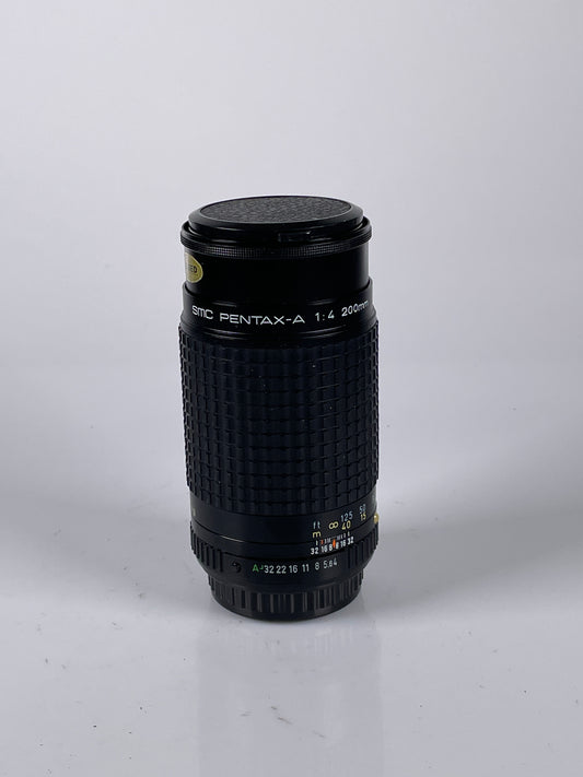 SMC Pentax-A 200mm f4 MF Telephoto Lens for Pentax K Mount w/ Caps