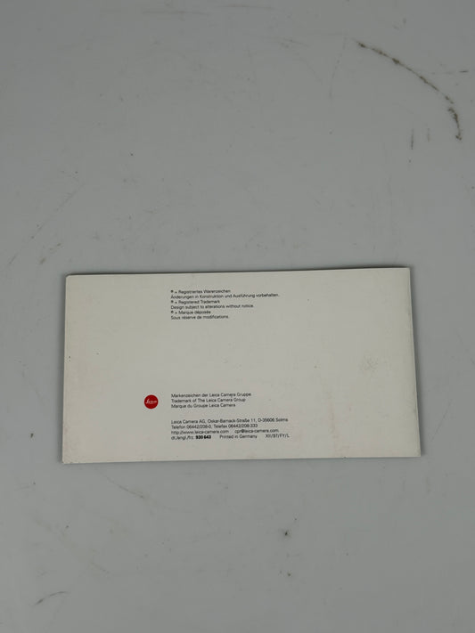 Leica R8 motor winder Instruction Manual Booklet German