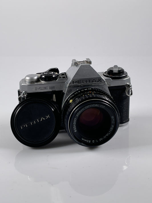 Pentax ME Super Chrome 35mm Film Camera w/ 50mm F2 Lens