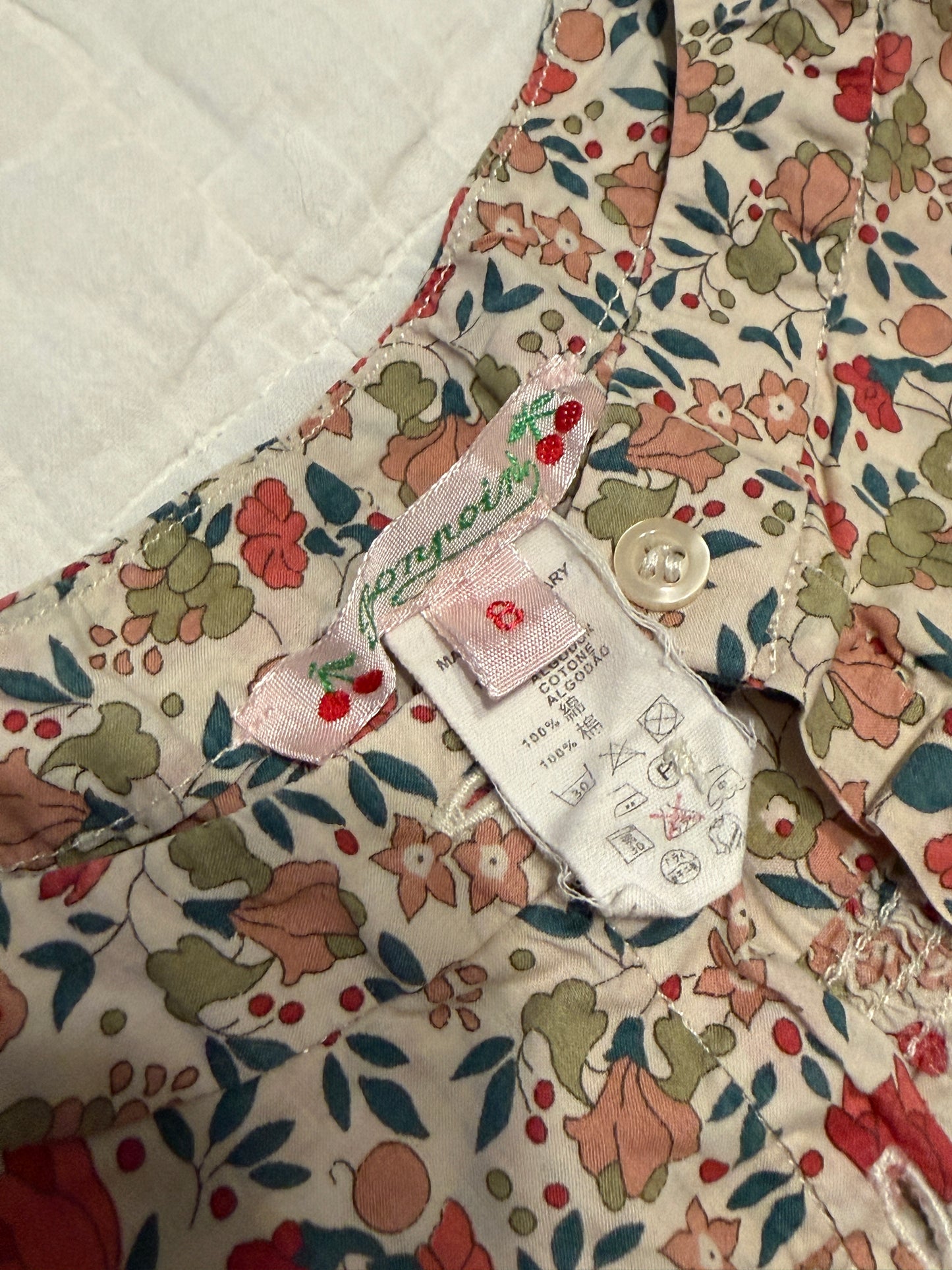 Bonpoint Girls Button Long Sleeve Floral Shirt Cotton Size 8