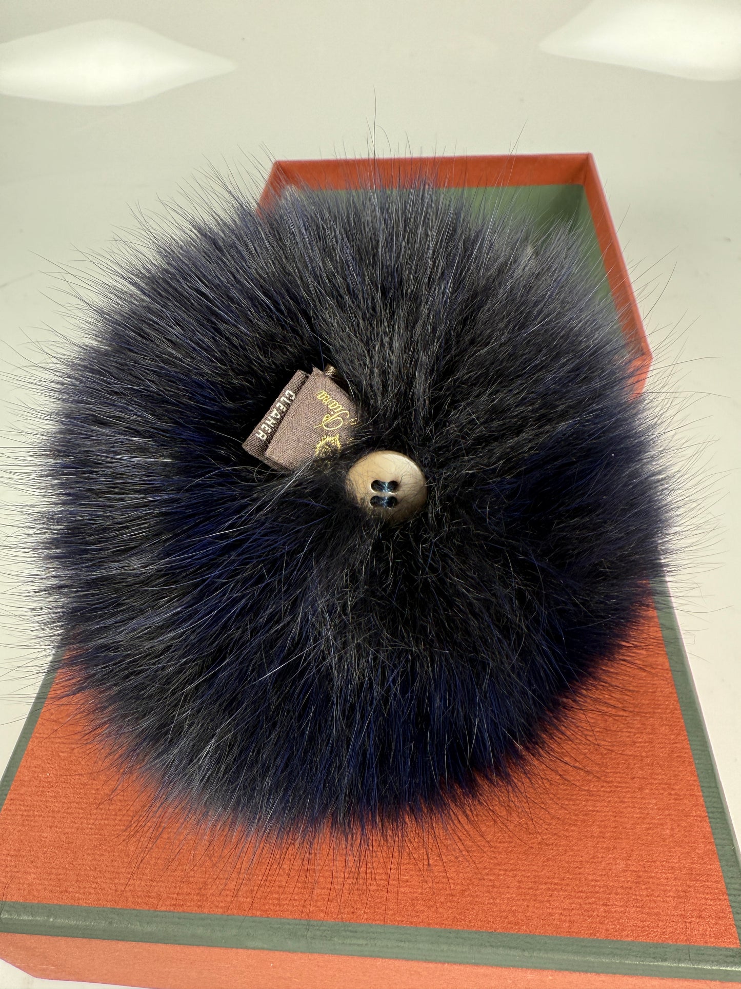 Loro Piana Baby Cashmere Cable Knit Beanie Hat, Navy Blue, One Size with shadow fox pompon