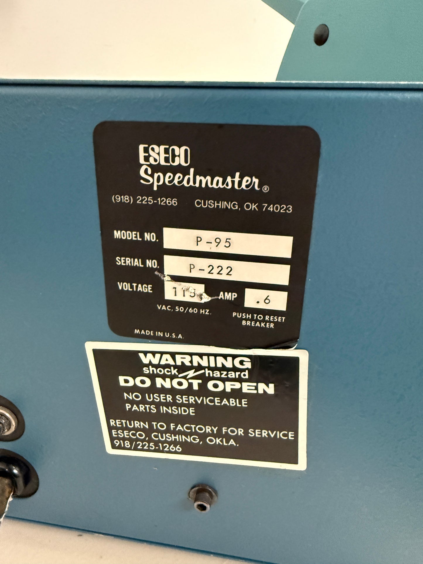 Eseco Speedmaster Solid State Color Densitometer P-95 and Projection