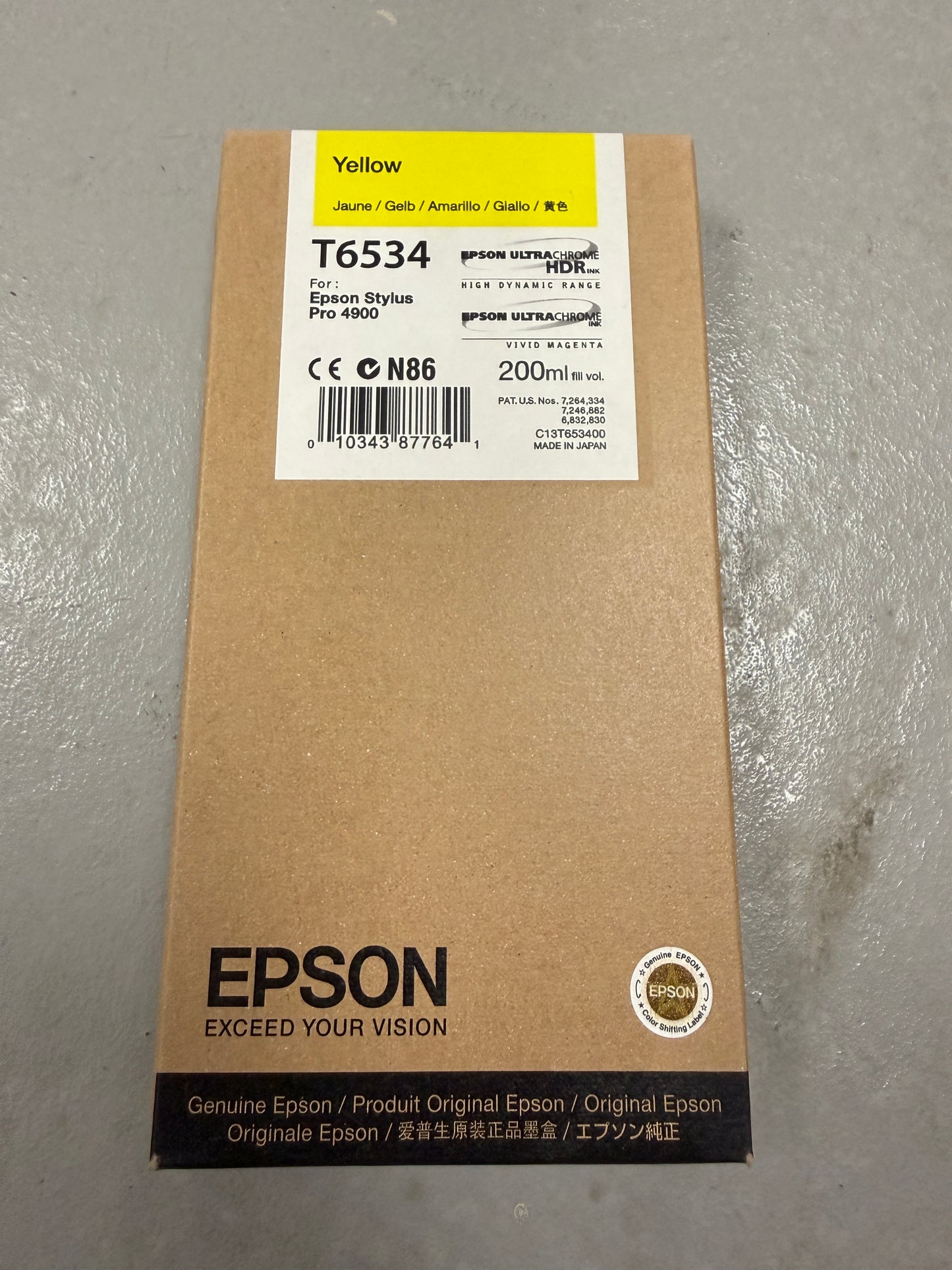 Epson T6534 Yellow Ink Cartridge 200ml Stylus Pro 4900 Genuine
