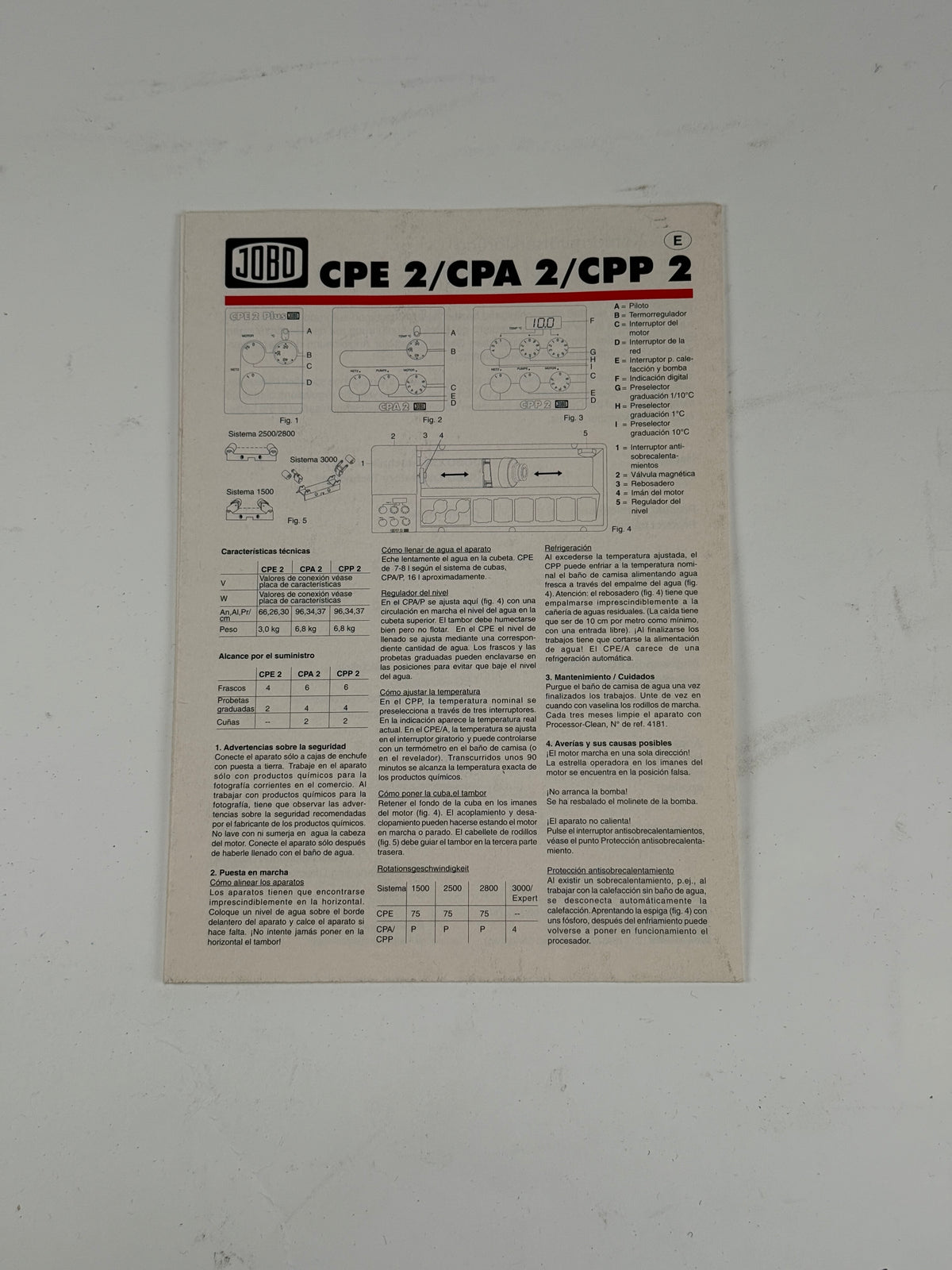 Jobo CPA2 CPP2 CPE2 User instruction manual