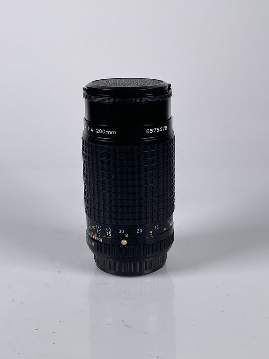 SMC Pentax-A 200mm f4 MF Telephoto Lens for Pentax K Mount w/ Caps