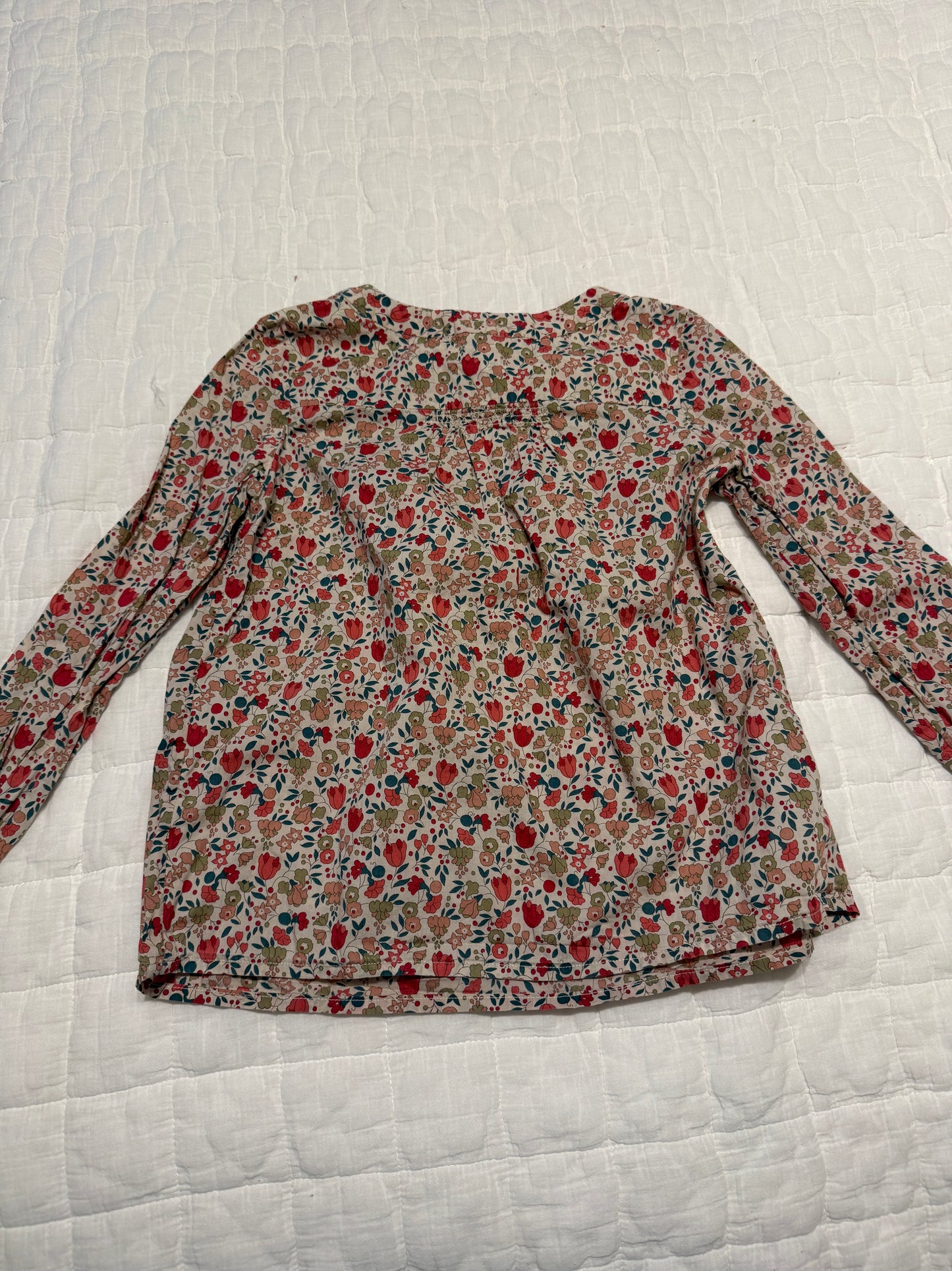 Bonpoint Girls Button Long Sleeve Floral Shirt Cotton Size 8