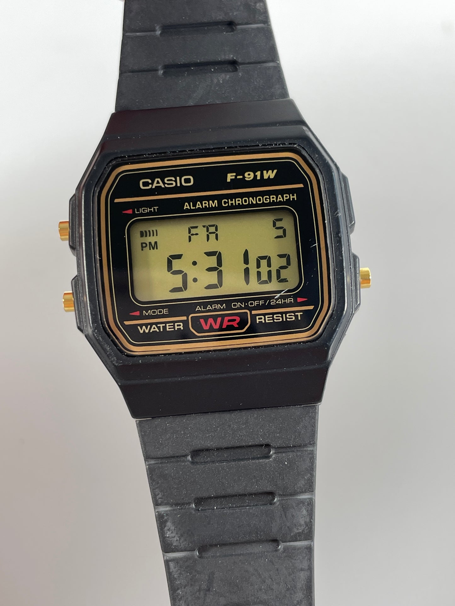 Casio Digital Watch Men Black Tone 593 Alarm Chronograph F-91W