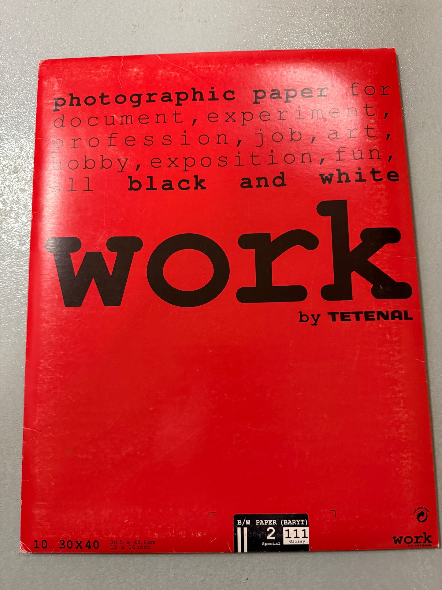 TETENAL Work 111 glossy 2 B&W 12x16" Photo Paper 10 sheets