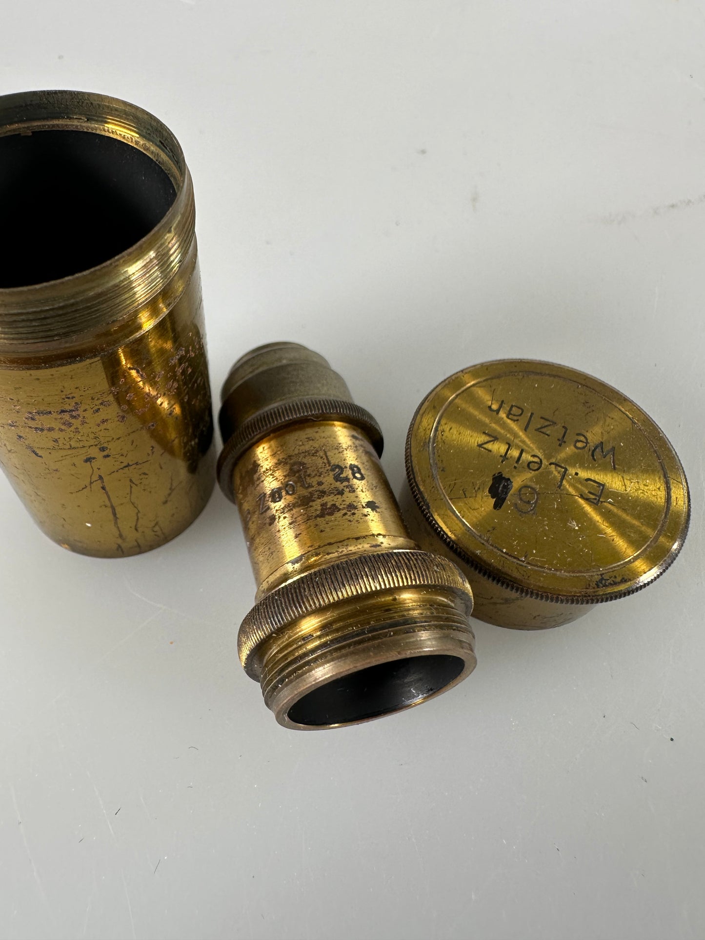 Leica LEITZ Wetzlar Brass Microscope lens OBJECTIVE 6 Univ of Penn