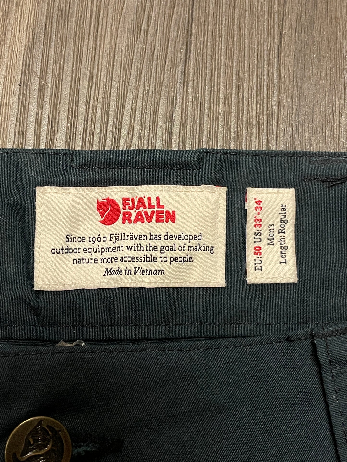 Fjallraven Trousers Mens G-1000 M Waist 33-34 Inseam Regular Navy Blue