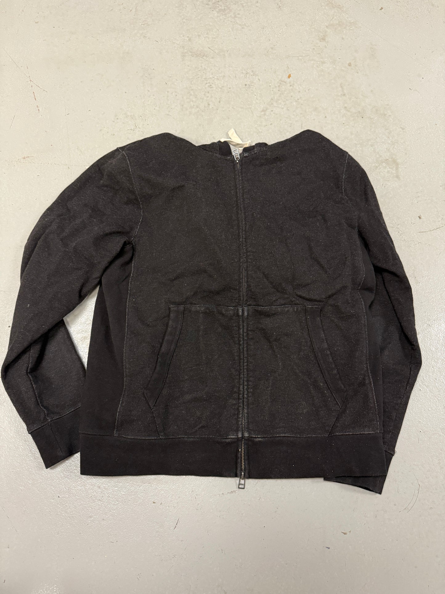 Taylor Stitch Hoodie Mens 42 Large Black Herringbone Knit Full Zip Sweatshirt Cotton