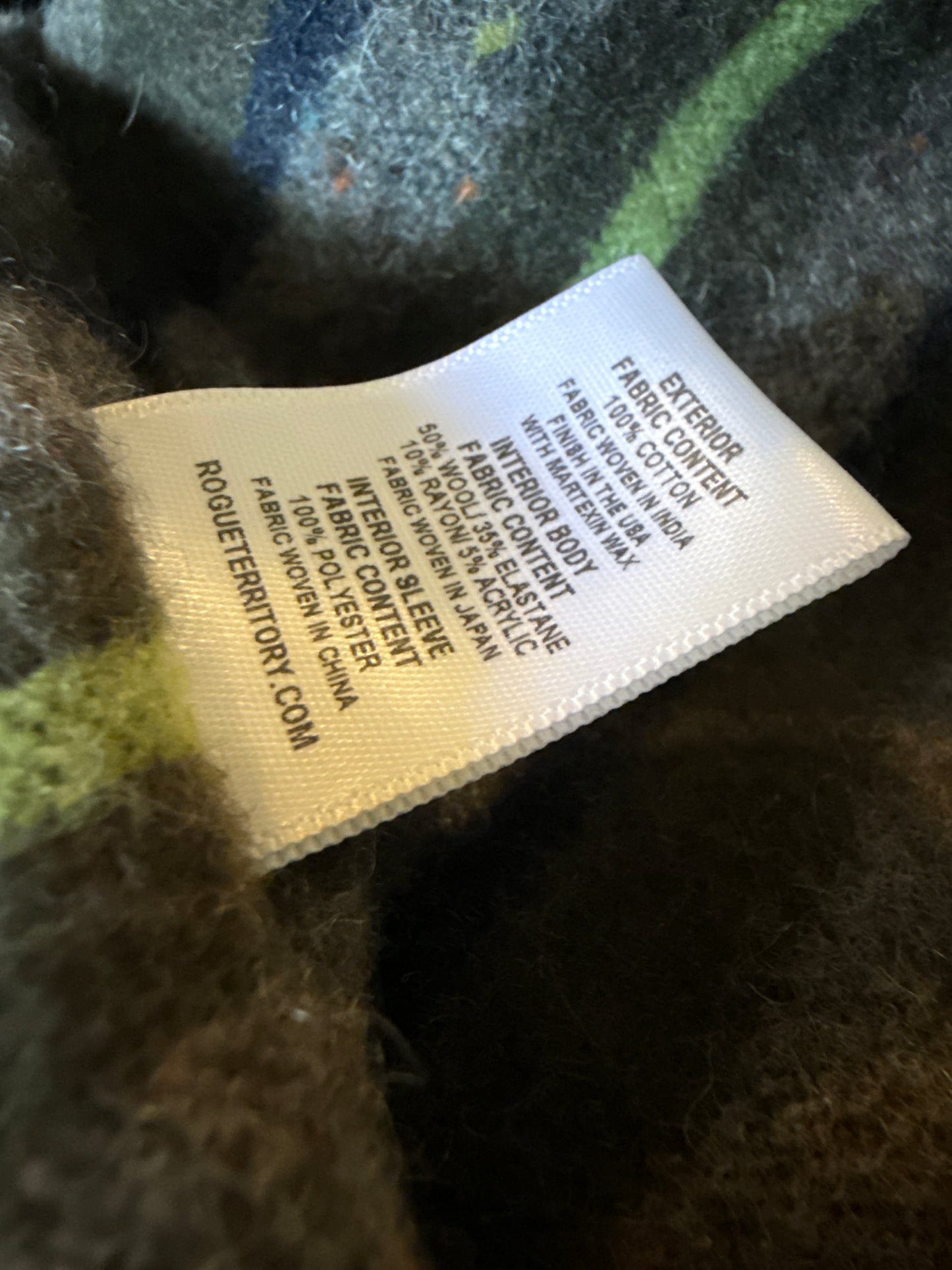 Rogue Territory Supply Jacket Wool Blanket Lined Waxed Olive Ridgeline Large