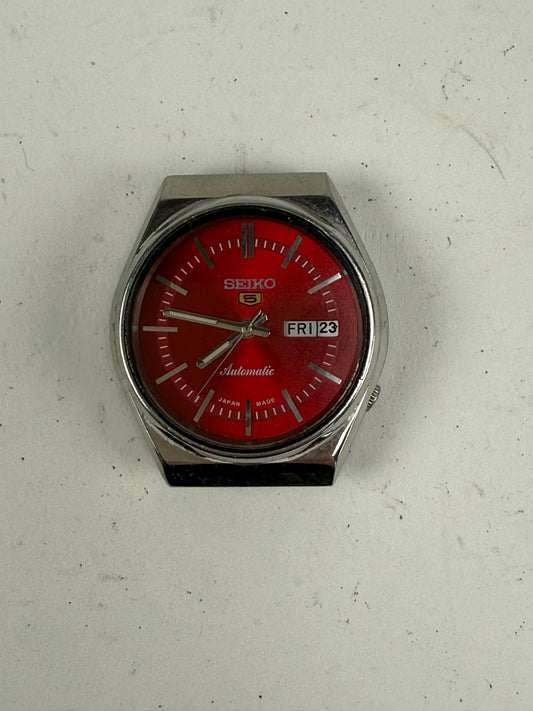 SEIKO 5 watch Automatic 6309-8840 Day / Date Indicator Red Dial RARE