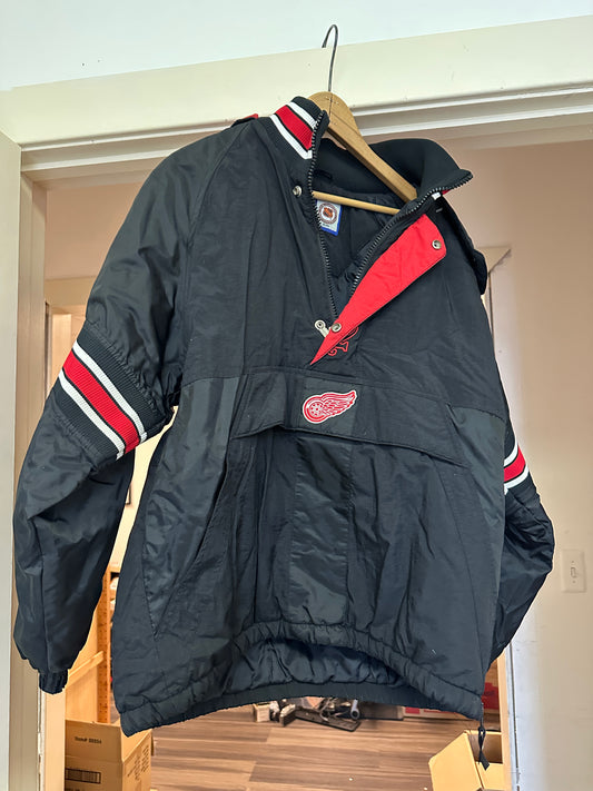 STARTER NHL Detroit Red Wings Mens Large Heavy Duty Pullover Jacket 1/4 Zip XL