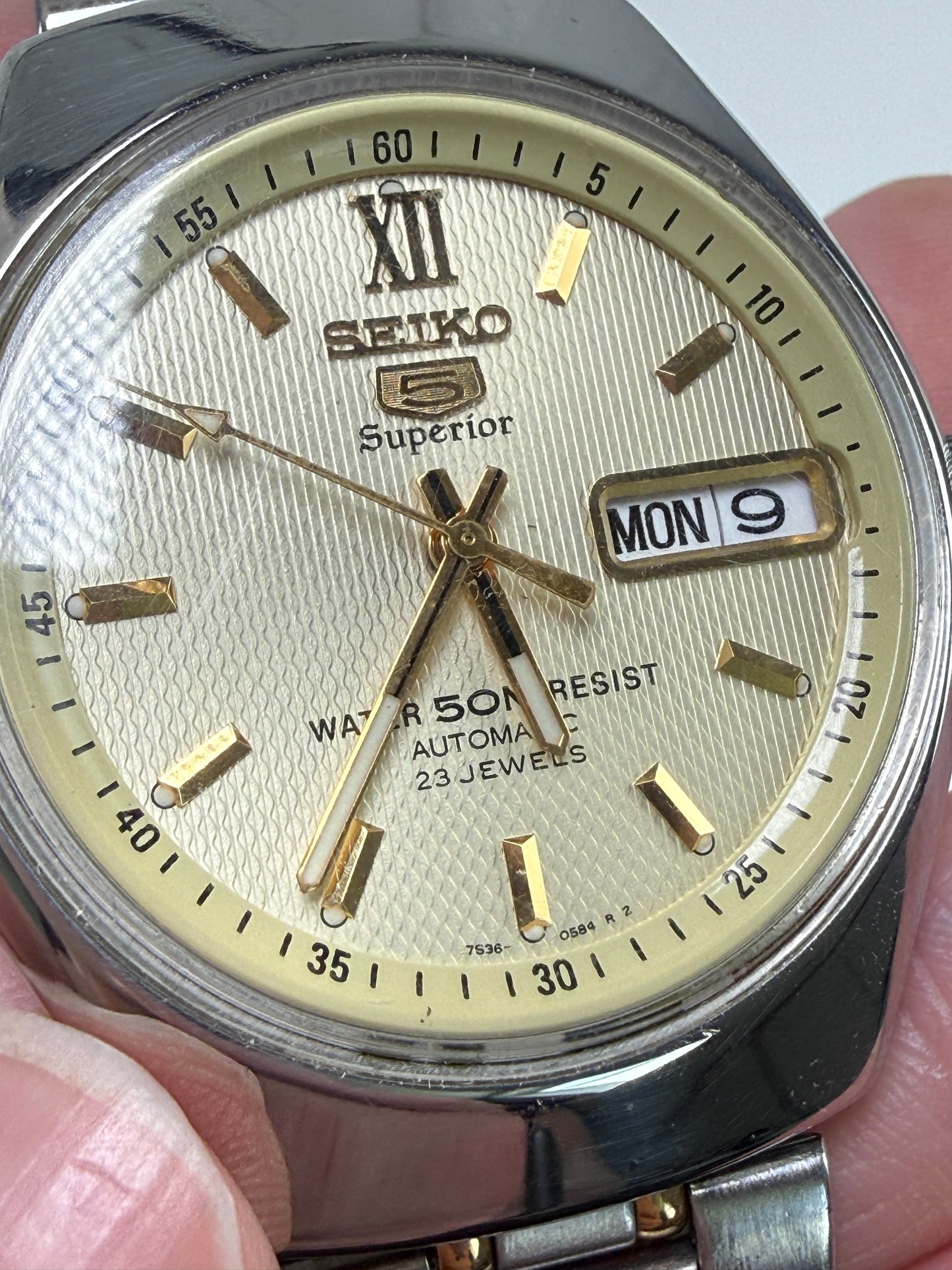Seiko 5 7S36 0150 Superior Automatic Vintage Watch  Champagne Dial