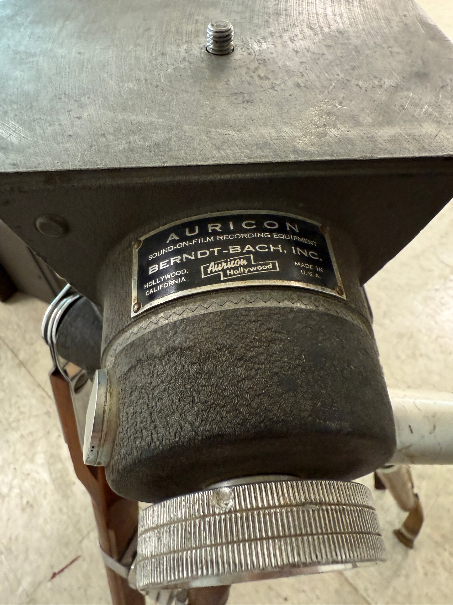 Auricon wooden tripod with tilt head RARE vintage
