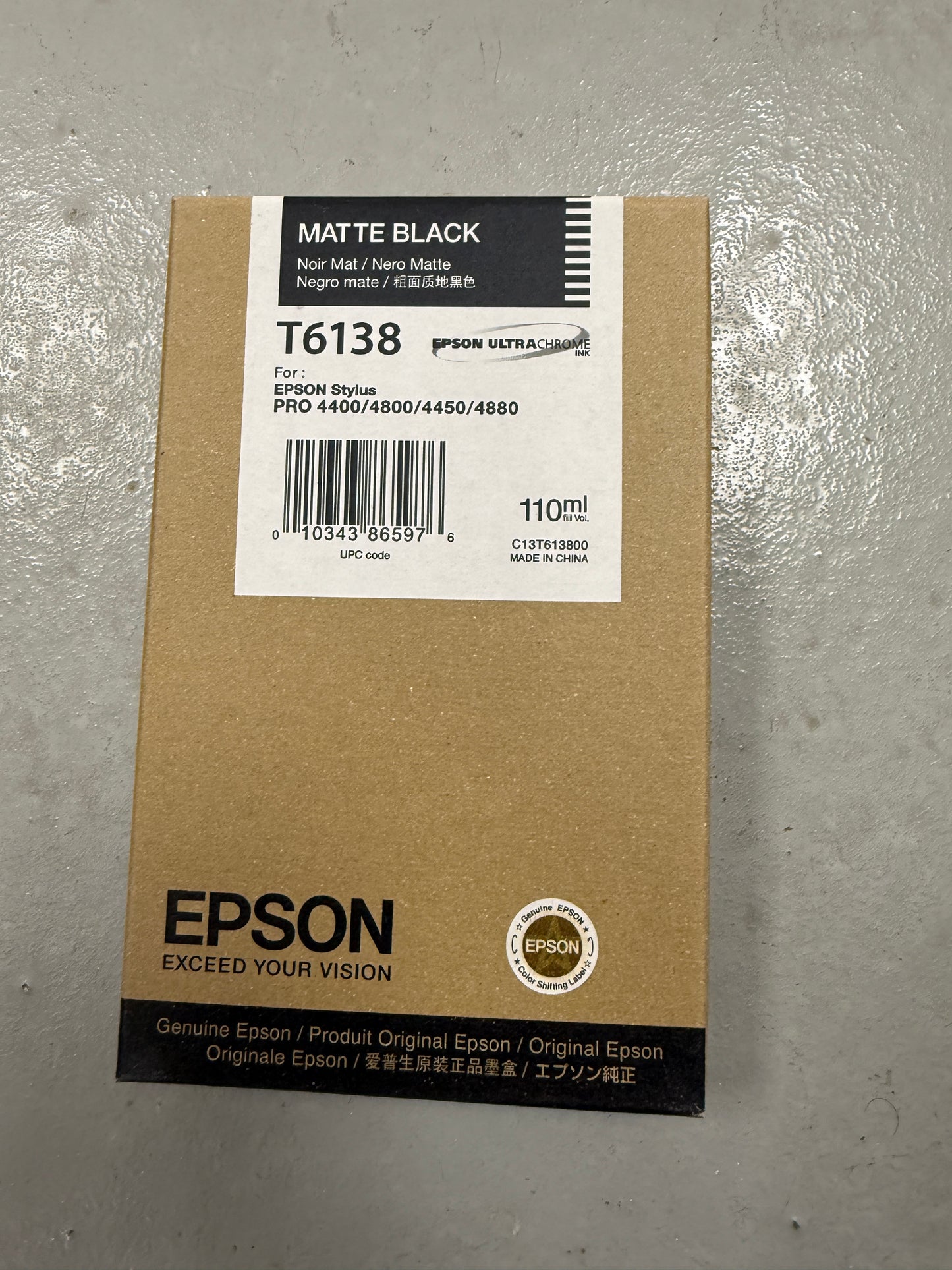 GENUINE EPSON T6138 MATTE BLACK INK STYLUS PRO 4800 4880 4400 4450