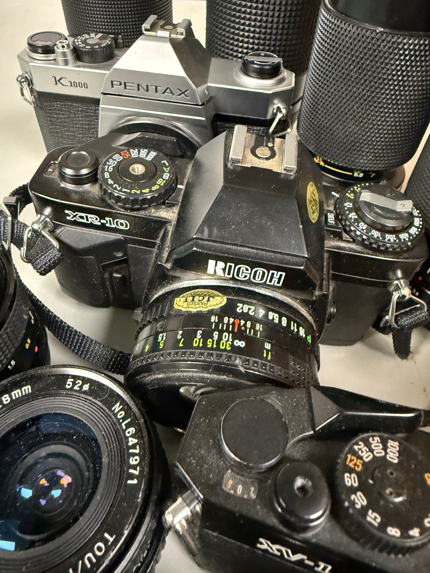 Pentax K mount Film camera equipment lot lens, Ricoh, Vivitar