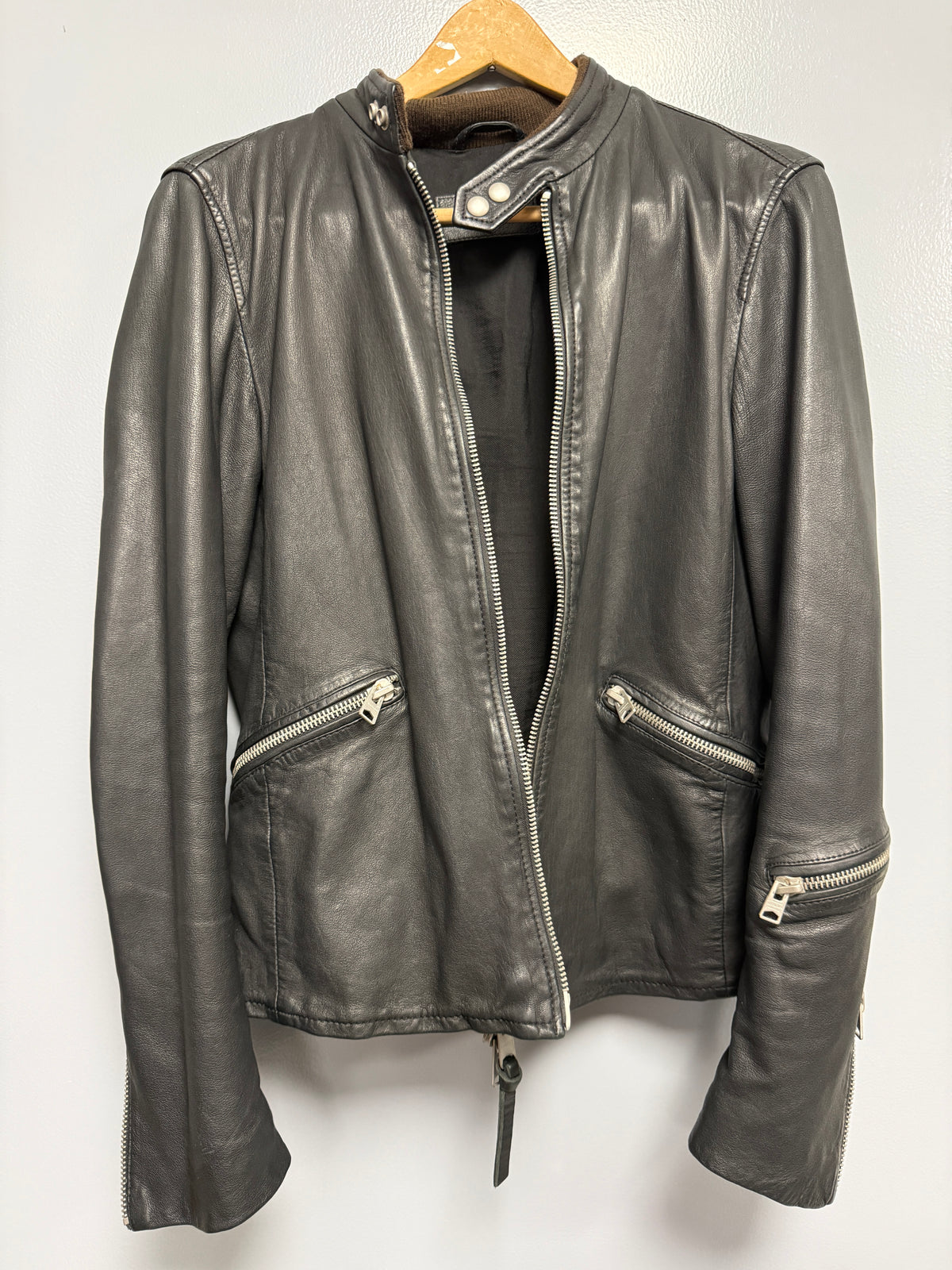 All Saints Black Cruz Jacket Leather Size Small