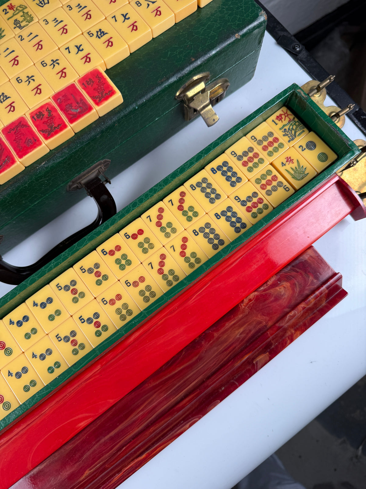 RARE Vintage Mahjong Mah Jong Jongg Bakelite Set with case 162 tiles