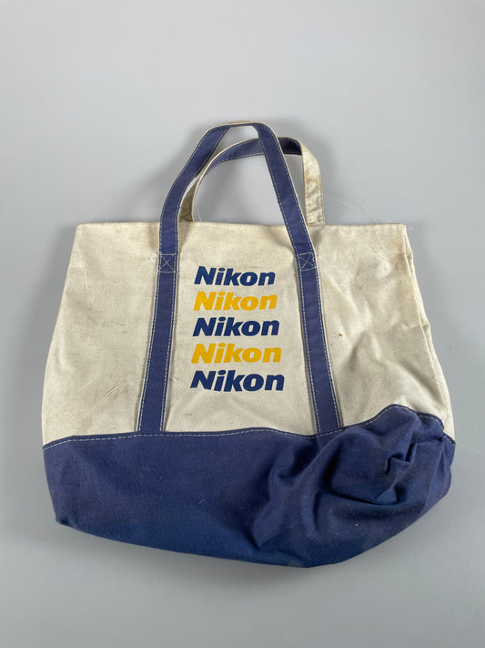 Nikon Navy Blue White Yellow Canvas Tote Bag