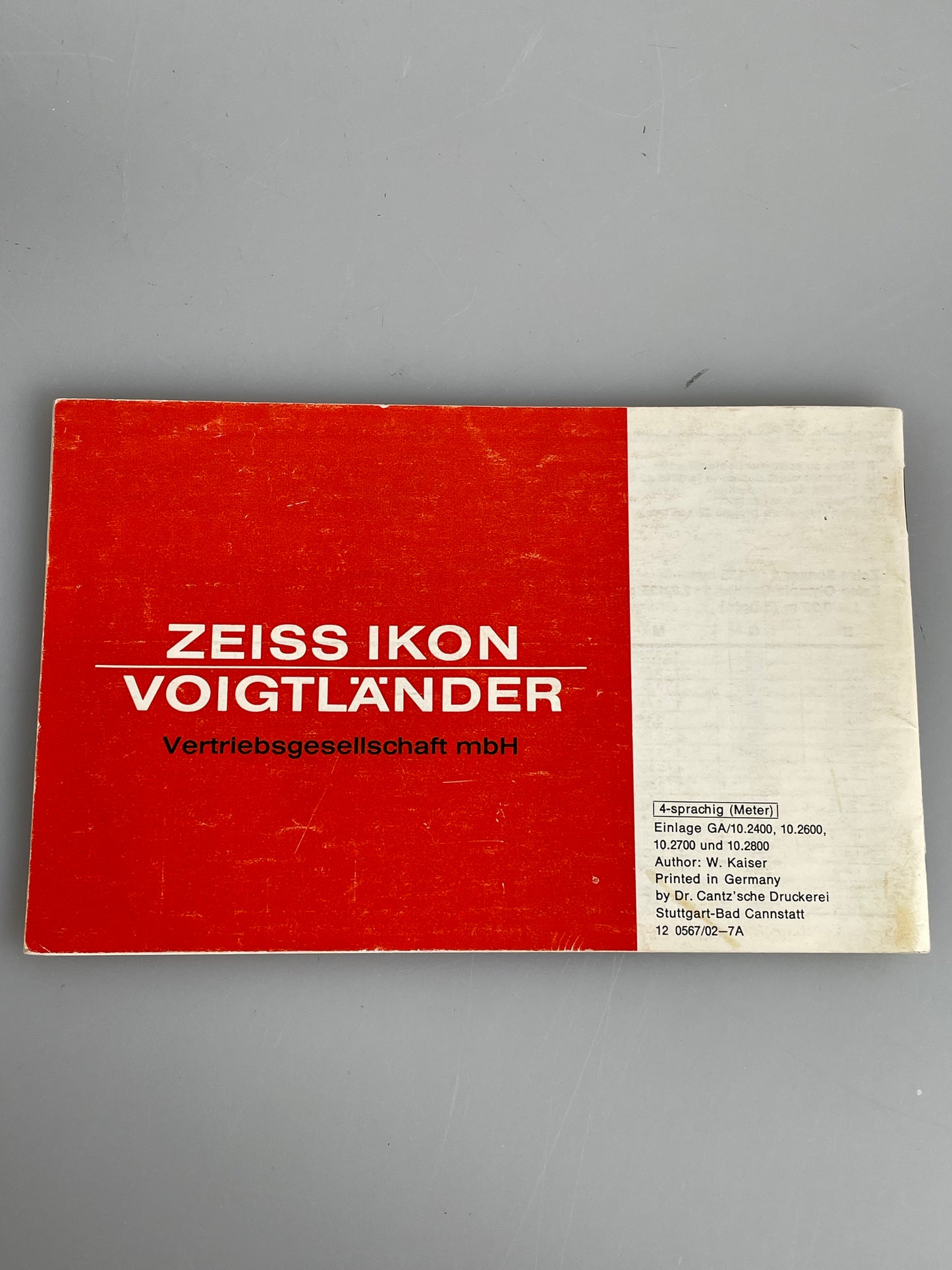 Zeiss Ikon Contarex Instruction Manual Guide tables