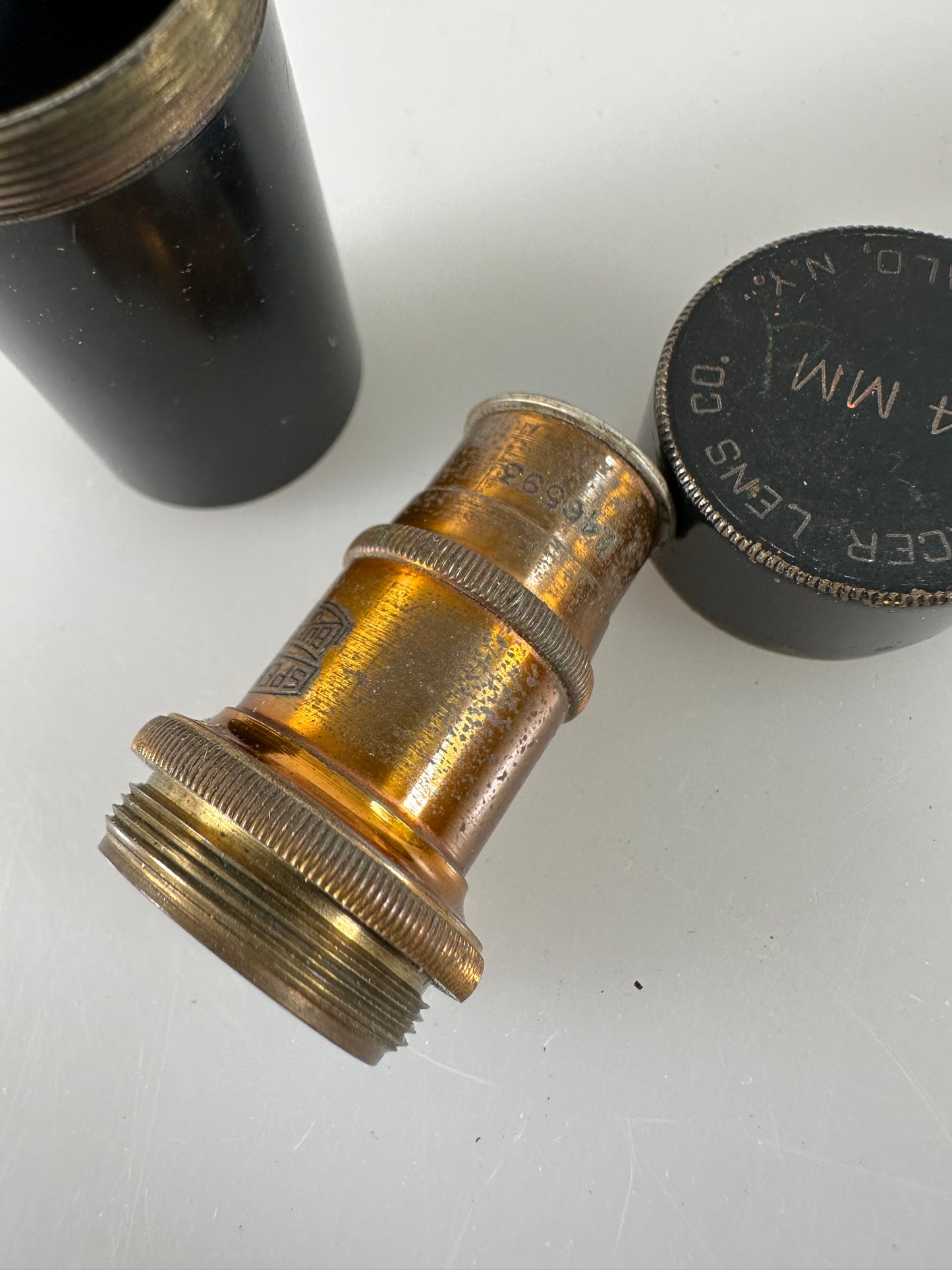 SPENCER Buffalo Brass lens OBJECTIVE 4mm 0.70 44x LENS MICROSCOPE