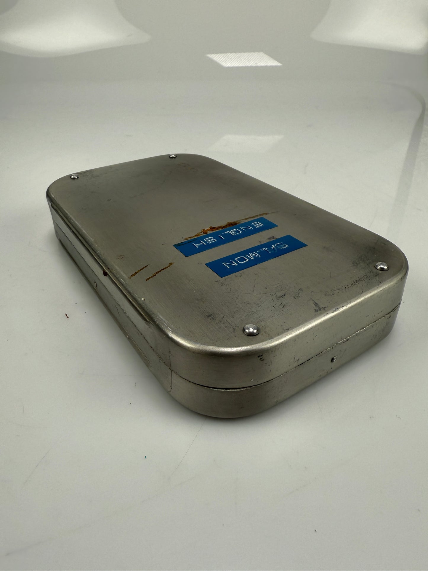 Richard Wheatley Silmalloy Aluminum Fly Box with vintage Salmon flies