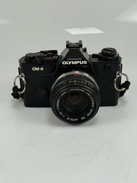 Olympus OM-4 black 35mm SLR Camera Kit with 50mm f1.8 Lens