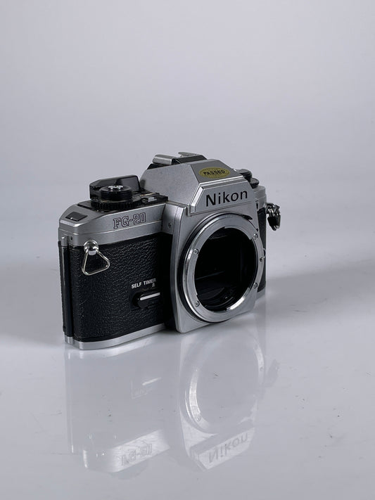 Nikon FG-20 Sliver Body SLR 35mm Film Camera