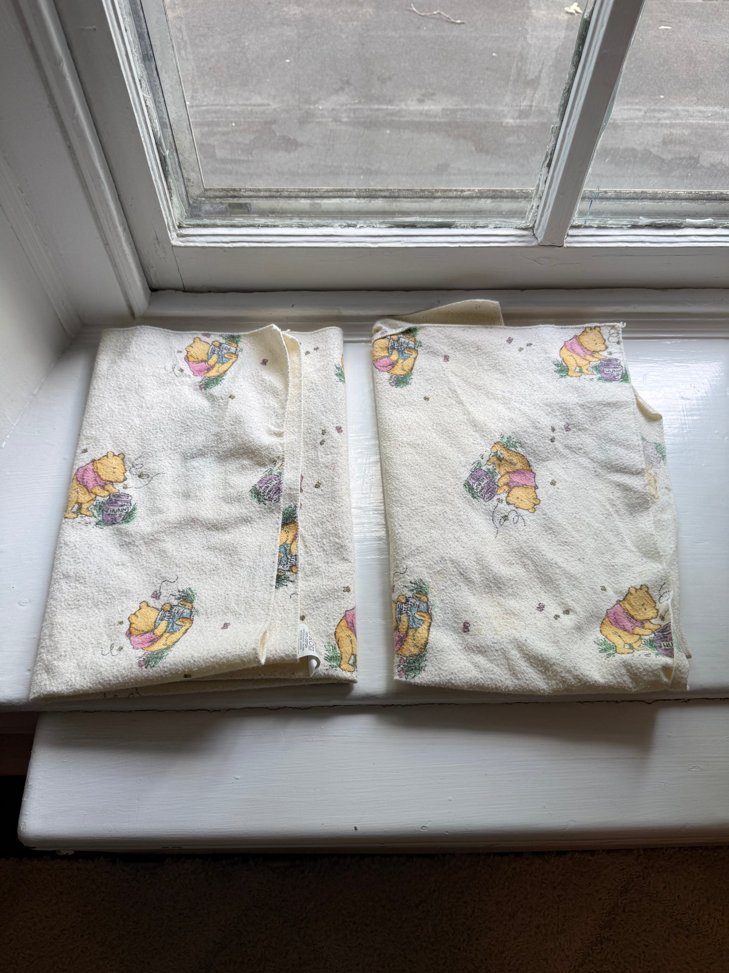 VTG Lot 2 Winnie The Pooh Disney Blankets Receiving Bedding Baby Honey Pot Bear