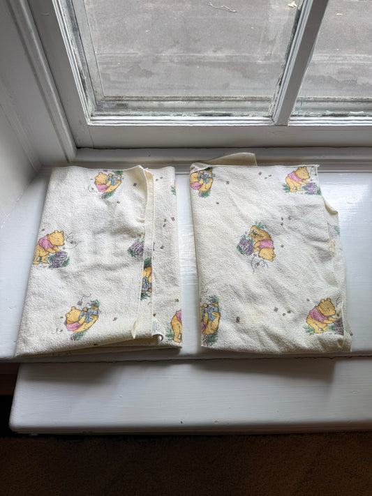 VTG Lot 2 Winnie The Pooh Disney Blankets Receiving Bedding Baby Honey Pot Bear
