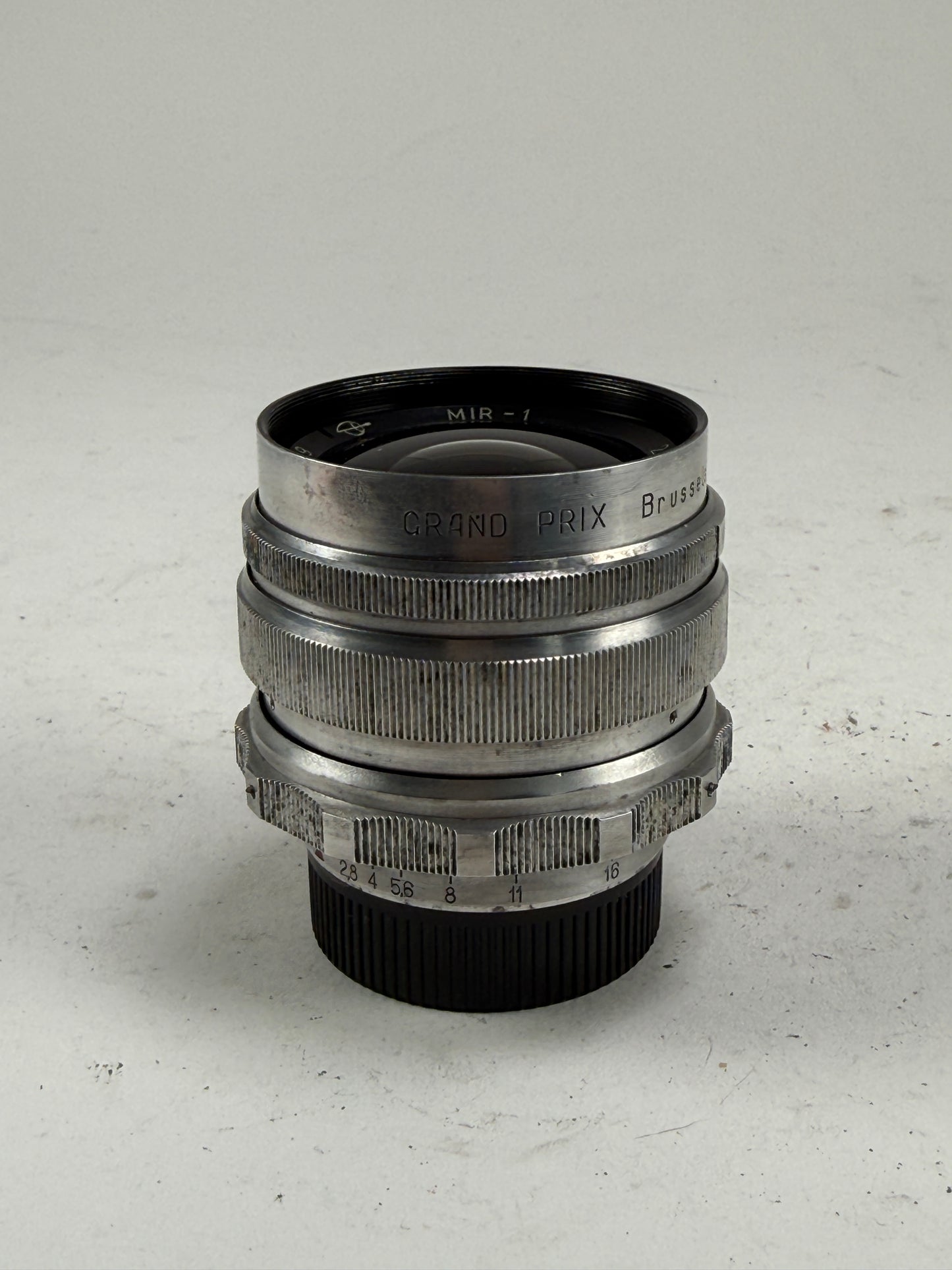 Mir-1 Grand Prix Brussels 1958 Silver 37mm f2.8 M39 LTM Mount lens Soviet Vintage