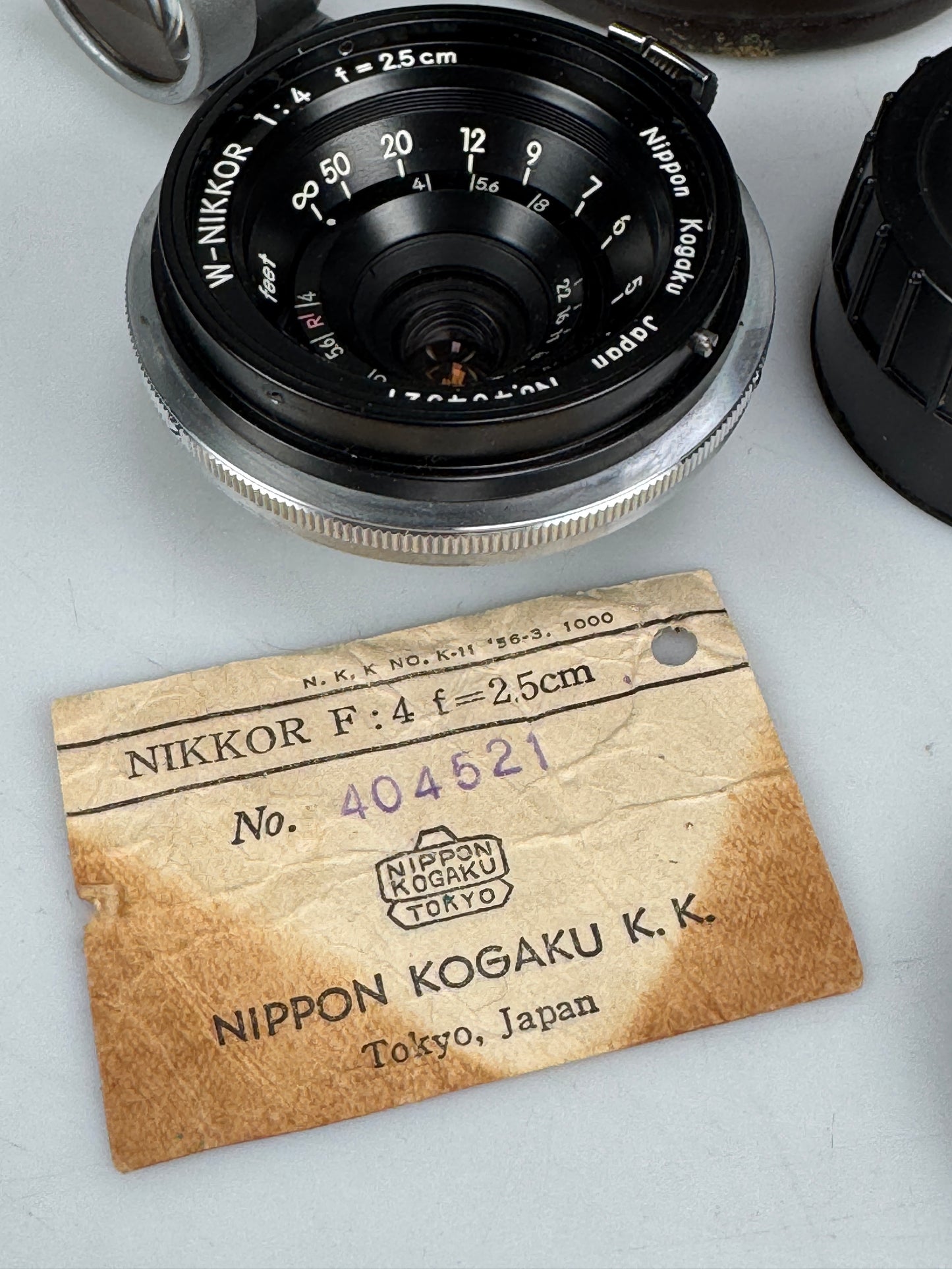 Nikon Nippon Kogaku W-Nikkor Black 2.5cm 25mm F4 Lens S Mount w/ case, finder, hood, etc